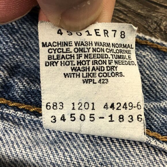 Levi's 505 Vintage Regular Fit Shorts Men's Size 36 Jhorts Light Wash Cotton - Picture 4 of 10